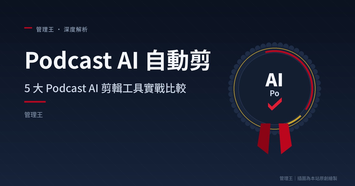 選擇 Podcast AI 自動剪輯工具的終極指南：2026 台灣製作必備工具（Descript、Riverside、Adobe Podcast、管理王）