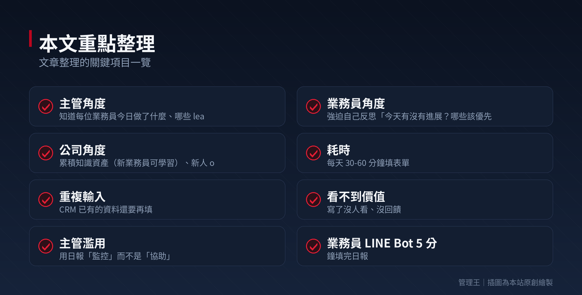業務日報這樣設計才不會被業務放生?2026 台灣業務管理實戰(HubSpot、Salesforce、Pipedrive、管理王比較)：本文重點整理